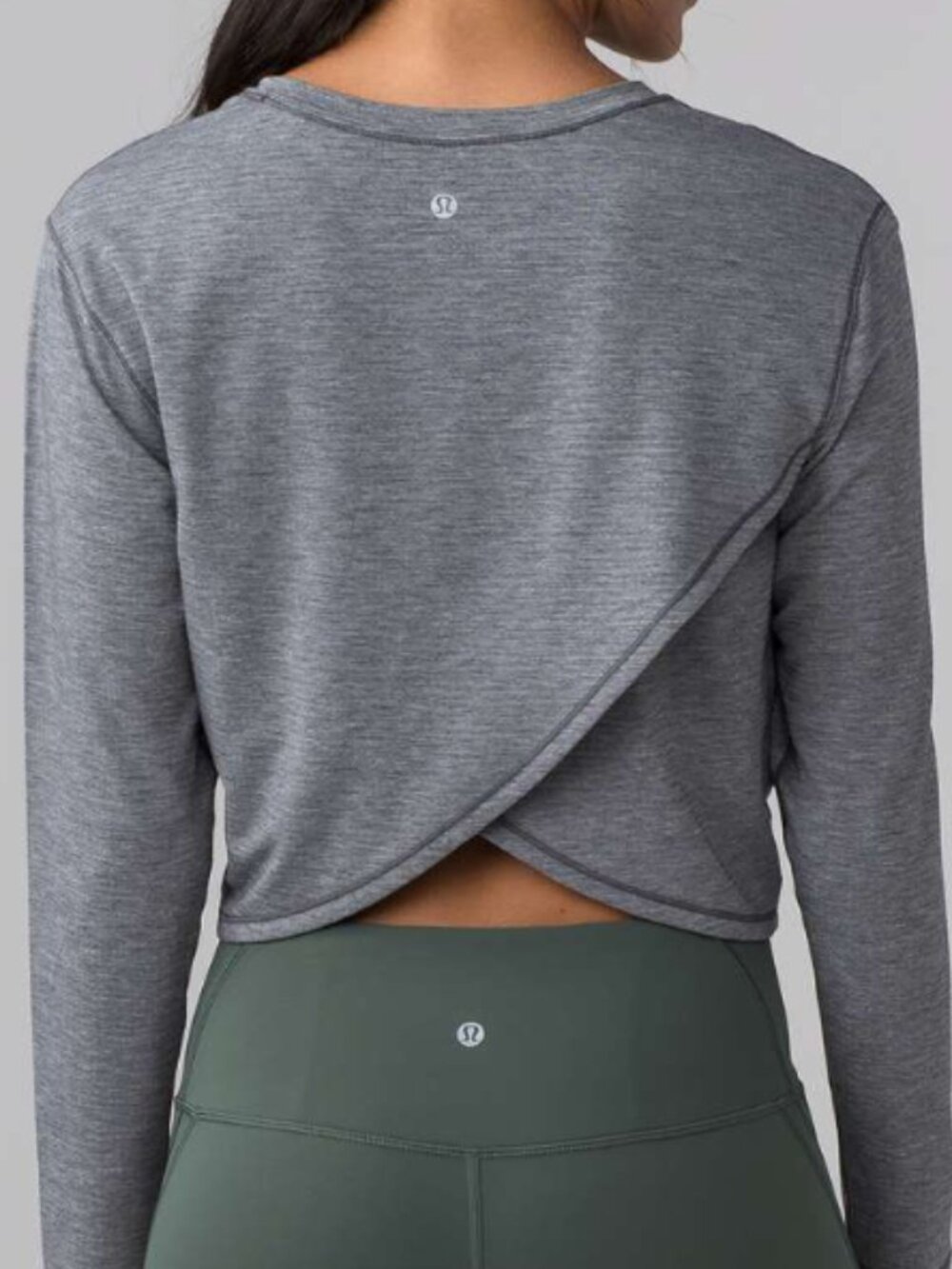 Lululemon Pushing Limits Long Sleeve Crop Top – Heather Grey – Size 2